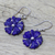 Lapis lazuli dangle earrings, 'Bursting Blossoms' - Artisan Crafted Lapis Lazuli Flower Earrings with Silver 925 (image 2b) thumbail