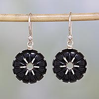 Onyx dangle earrings, 'Magic Show' - Black Onyx and Sterling Silver Dangle Earrings