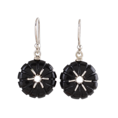 Onyx dangle earrings, 'Magic Show' - Black Onyx and Sterling Silver Dangle Earrings