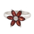 Garnet cocktail ring, 'Sparkling Daisy' - Garnet and Sterling Silver Floral Ring from India