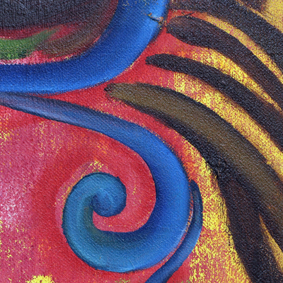 „Celebrations of Holi“ – Signiertes expressionistisches Gemälde von Hindu Krishna aus Indien