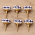 Ceramic knobs, 'Lapis Flowers' (set of 6) - Six Ceramic Floral Knobs in Blue and White from India