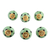 Ceramic knobs, 'Polka Dot Green' (set of 6) - Six Hand Painted Ceramic Knobs in Green and Black from India