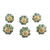 Tiradores de cerámica, (juego de 6) - Seis perillas florales de cerámica pintadas a mano en verde de la India