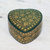 Papier mache decorative box, 'Royal Viridescence' - Green and Gold Decorative Papier Mache Box from India