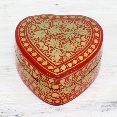 Dekorative Schachtel aus Pappmaché - Dekorative Schachtel aus rotem und goldenem Pappmaché aus Indien