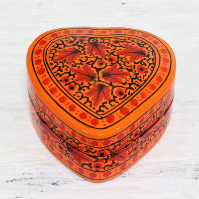 Papier mache decorative box, 'Royal Delight' - Handcrafted Heart Shaped Papier Mache Decorative Box
