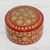 Dekorative Schachtel aus goldenem und rotem Pappmaché aus Indien
