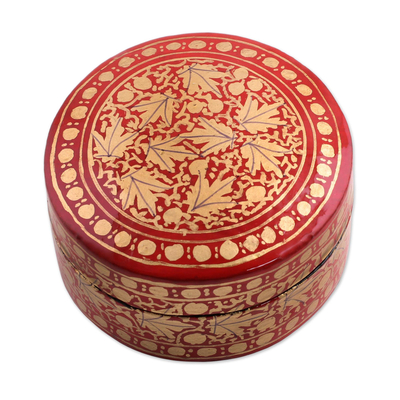 Gold and Red Papier Mache Decorative Box from India