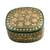Dekorative Schachtel aus Pappmaché - Grüne und goldene dekorative Pappmaché-Box aus Indien
