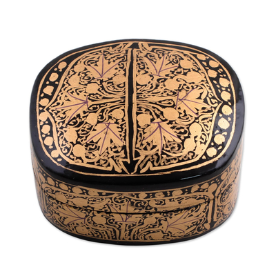Dekorative Schachtel aus Pappmaché - Dekorative Schachtel aus goldenem und schwarzem Pappmaché aus Indien