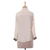 Silk blouse, 'Dazzling Alabaster' - 100% Silk Button Down Blouse with Tie Neck in Ecru