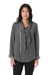 Silk blouse, 'Dazzling Flint' - 100% Silk Blouse in Flint Grey with Beaded Accents (image 2a) thumbail