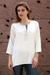 Viscose tunic, 'Classic Cloud' - Artisan Crafted Natural White Tunic from India (image 2) thumbail
