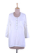 Viscose tunic, 'Classic Cloud' - Artisan Crafted Natural White Tunic from India (image 2d) thumbail