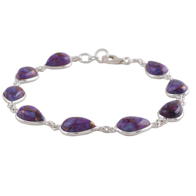 Sterling Silver and Purple Composite Turquoise Link Bracelet - Purple ...