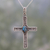 Sterling silver pendant necklace, 'Innocent Hope' - Sterling Silver and Composite Turquoise Cross Necklace