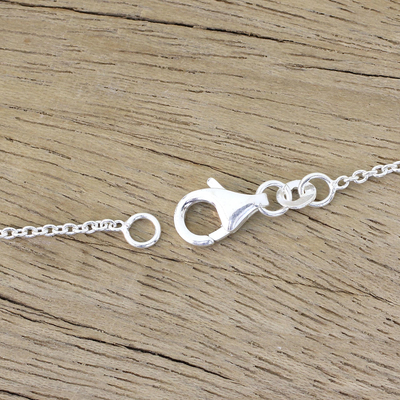 Halskette mit Labradorit-Anhänger - Halskette mit Anhänger aus Labradorit und Sterlingsilber aus Indien