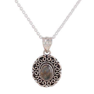 Labradorite pendant necklace, 'Silver Allure' - Labradorite and Sterling Silver Pendant Necklace from India