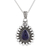 Lapis lazuli pendant necklace, 'Corona Drop' - Lapis Lazuli and Sterling Silver Pendant Necklace from India