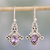 Amethyst dangle earrings, 'Dotted Delight' - Amethyst and Sterling Silver Teardrop Earrings from India (image 2) thumbail