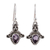 Amethyst dangle earrings, 'Dotted Delight' - Amethyst and Sterling Silver Teardrop Earrings from India thumbail