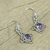 Amethyst dangle earrings, 'Dotted Delight' - Amethyst and Sterling Silver Teardrop Earrings from India (image 2b) thumbail