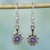 Amethyst dangle earrings, 'Lilac Dots' - Amethyst and Sterling Silver Dot Motif Earrings from India (image 2) thumbail