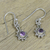 Amethyst dangle earrings, 'Lilac Dots' - Amethyst and Sterling Silver Dot Motif Earrings from India (image 2b) thumbail