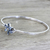 Blue topaz pendant bracelet, 'Marquise Flower' - Blue Topaz and Sterling Silver Floral Bracelet from India