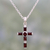 Halskette mit Granat-Anhänger - Granat- und Sterlingsilber-Kreuzhalskette aus Indien