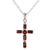 Garnet pendant necklace, 'Deep Crimson Cross' - Garnet and Sterling Silver Cross Necklace from India