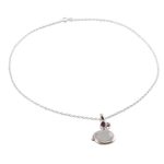 Rainbow moonstone and amethyst pendant necklace, 'Lilac Romance' - Rainbow Moonstone and Amethyst Pendant Necklace from India