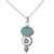 Blue topaz and chalcedony pendant necklace, 'Sentimental Journey' - Blue Topaz and Chalcedony Pendant Necklace from India