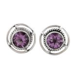 Amethyst stud earrings, 'Purple Wheels' - Amethyst and Sterling Silver Stud Earrings from India