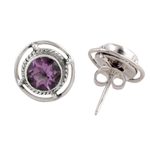 Amethyst stud earrings, 'Purple Wheels' - Amethyst and Sterling Silver Stud Earrings from India