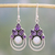 Amethyst and rainbow moonstone dangle earrings, 'Exotic Crowns' - Amethyst and Rainbow Moonstone Dangle Earrings from India