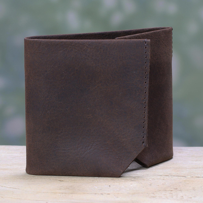 Men's leather wallet, 'Chestnut Trifold' - Handcrafted Trifold Chestnut Brown Men's Leather Wallet