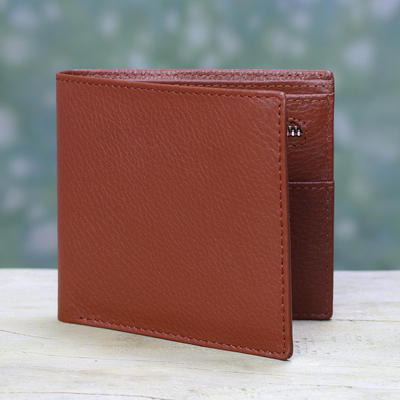 Mens leather wallet, Russet Minimalist
