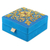 Embroidered velvet box, 'Royal Sky' - Blue Embroidered Decorative Wood Box from India (image 2a) thumbail