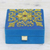 Embroidered velvet box, 'Royal Sky' - Blue Embroidered Decorative Wood Box from India (image 2b) thumbail