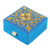 Embroidered velvet box, 'Royal Sky' - Blue Embroidered Decorative Wood Box from India (image 2d) thumbail