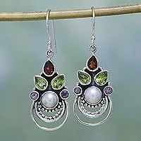 Featured review for Multi-gemstone dangle earrings, Crowned Glory