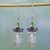 Rainbow moonstone dangle earrings, 'Eternal Charisma' - Rainbow Moonstone, Amethyst and Peridot Earrings from India