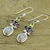 Rainbow moonstone dangle earrings, 'Eternal Charisma' - Rainbow Moonstone, Amethyst and Peridot Earrings from India