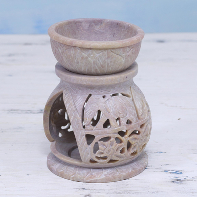 UNICEF Market  Handcrafted Soapstone Candle and Incense Holder