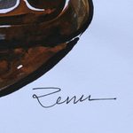 'Flower Wonder' - India Colorful Signed Ink Painting of Flowers in a Pot