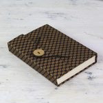 Handmade paper journal, 'Artistic Black' - Indian Black Brocade Button-Close Handmade Paper Journal