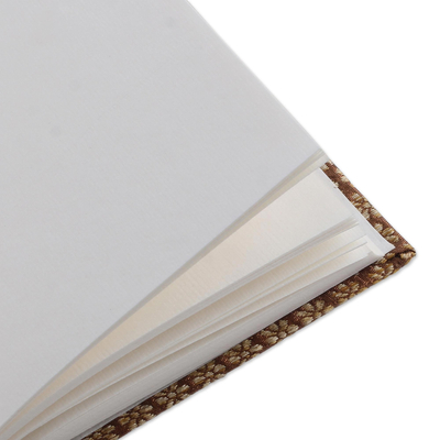 Handmade paper journal, 'Sepia Sun' - Brown and Gold Brocade Handmade Paper Journal or Sketchbook