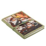 Handmade paper journal, 'Jolly Santas' - Holiday Journal from India with Handmade Paper